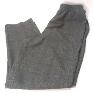 Alfred Dunner Size 14 Pull On Pants Window Pane Plaid Gray Belt Loops Pockets *J